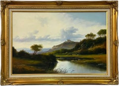 Peinture à l'huile des Highlands écossais représentant un lac de montagne au printemps