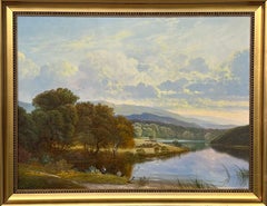 Peinture à l'huile d'un lac de montagne sur un Loch dans les Highlands écossais par un artiste britannique