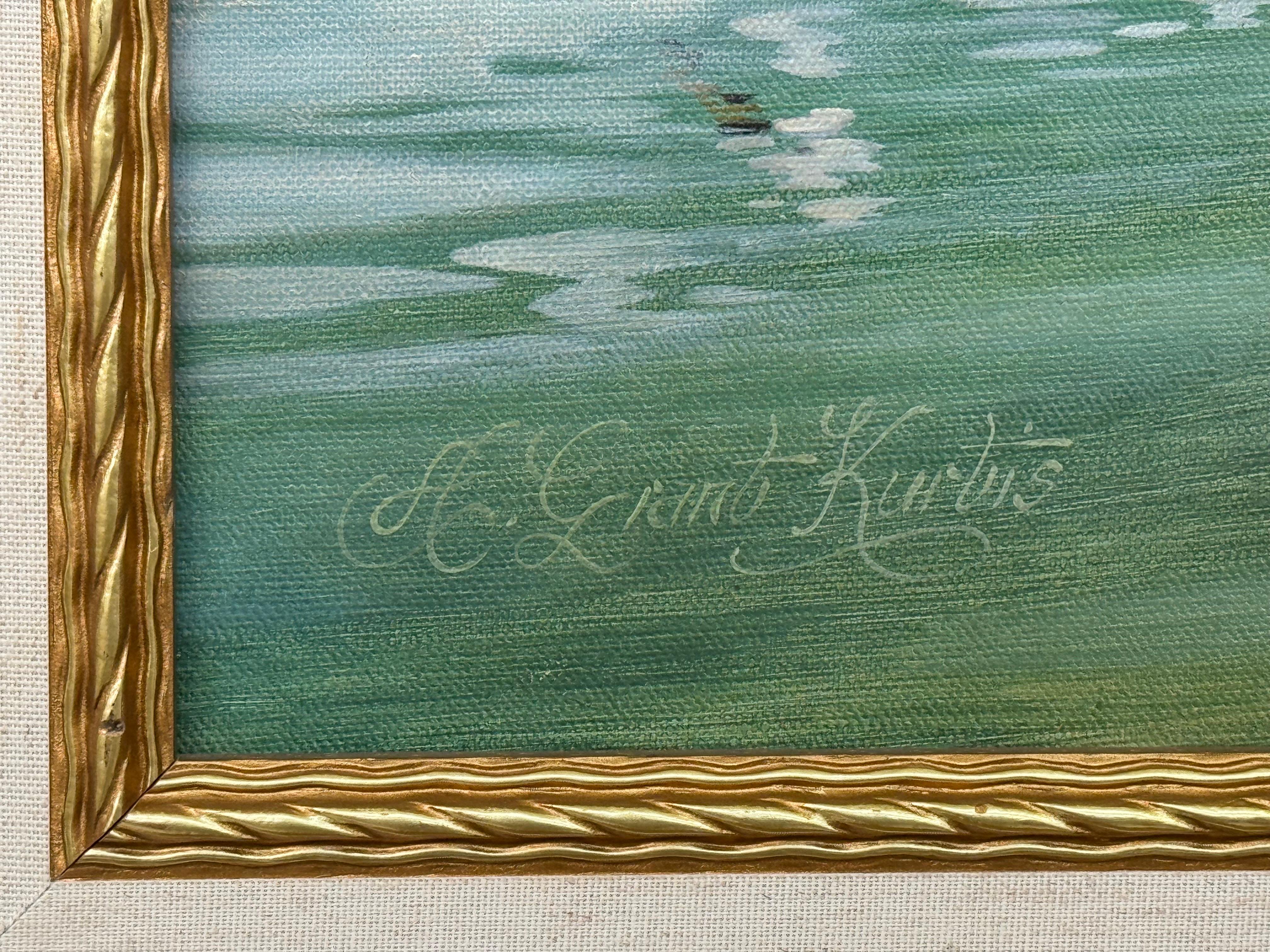 Swans on a River with Wild Flowers in the English Countryside by British Artist For Sale 6
