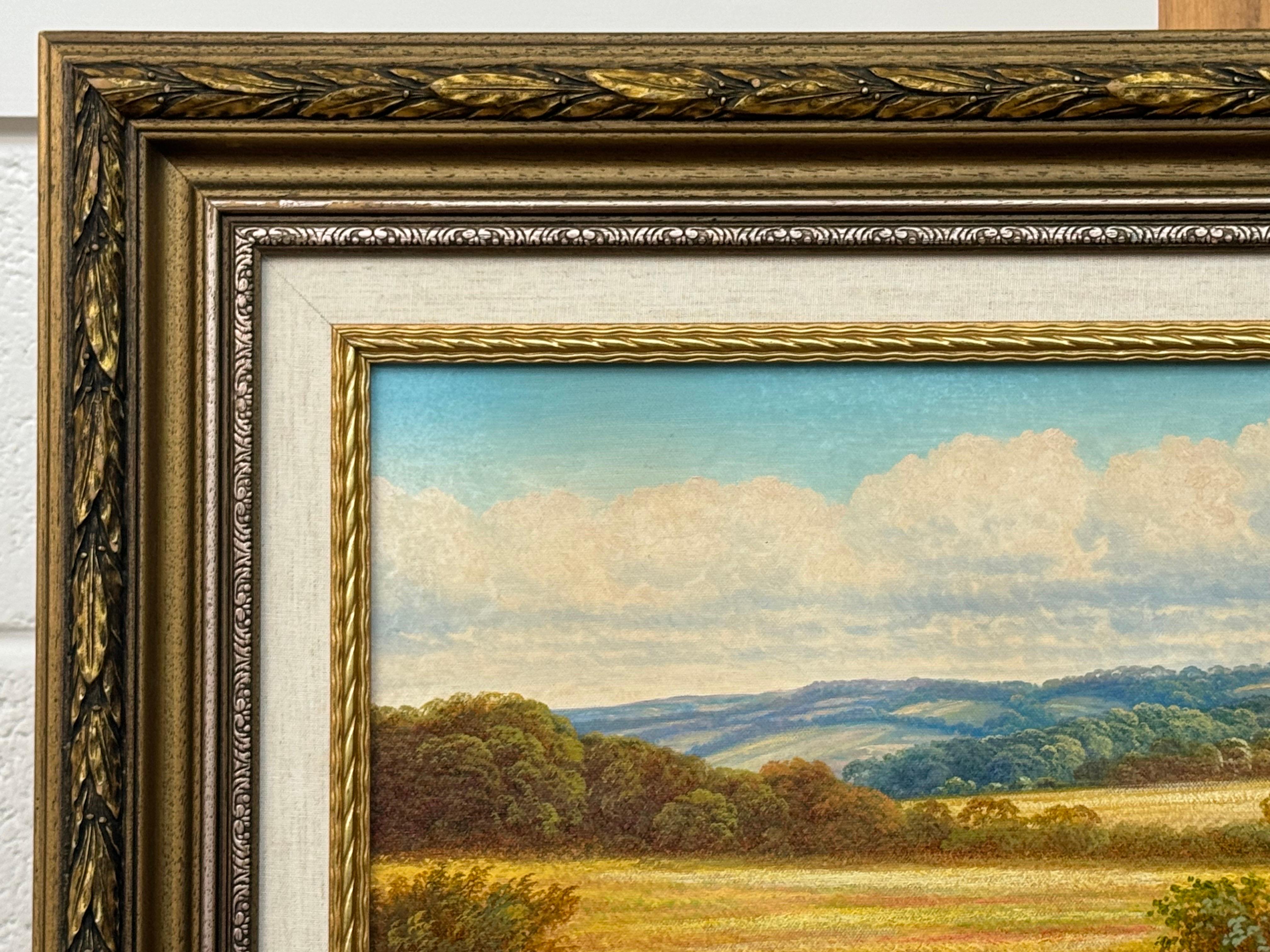 Swans on a River with Wild Flowers in the English Countryside by British Artist For Sale 2