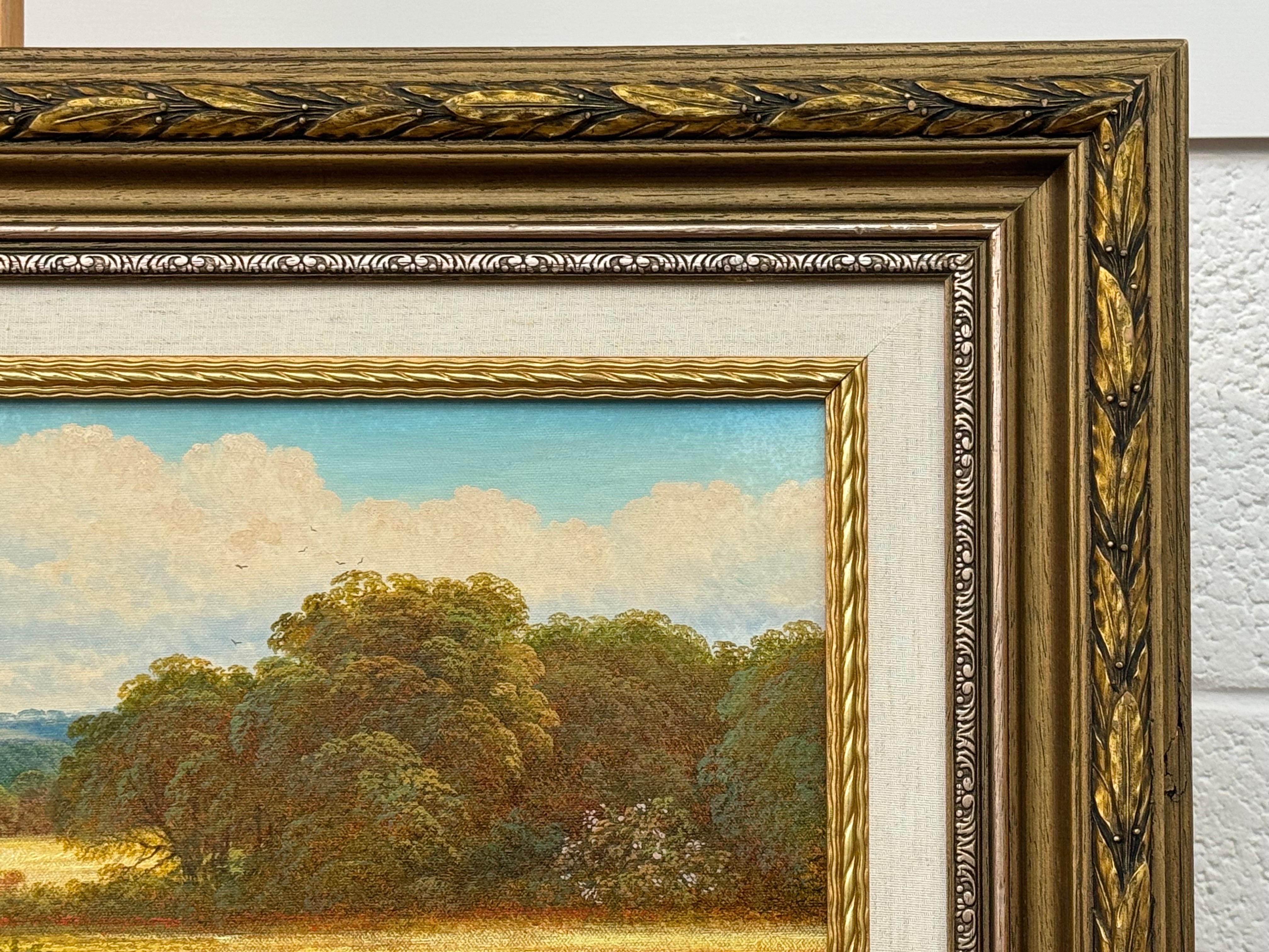 Swans on a River with Wild Flowers in the English Countryside by British Artist For Sale 3