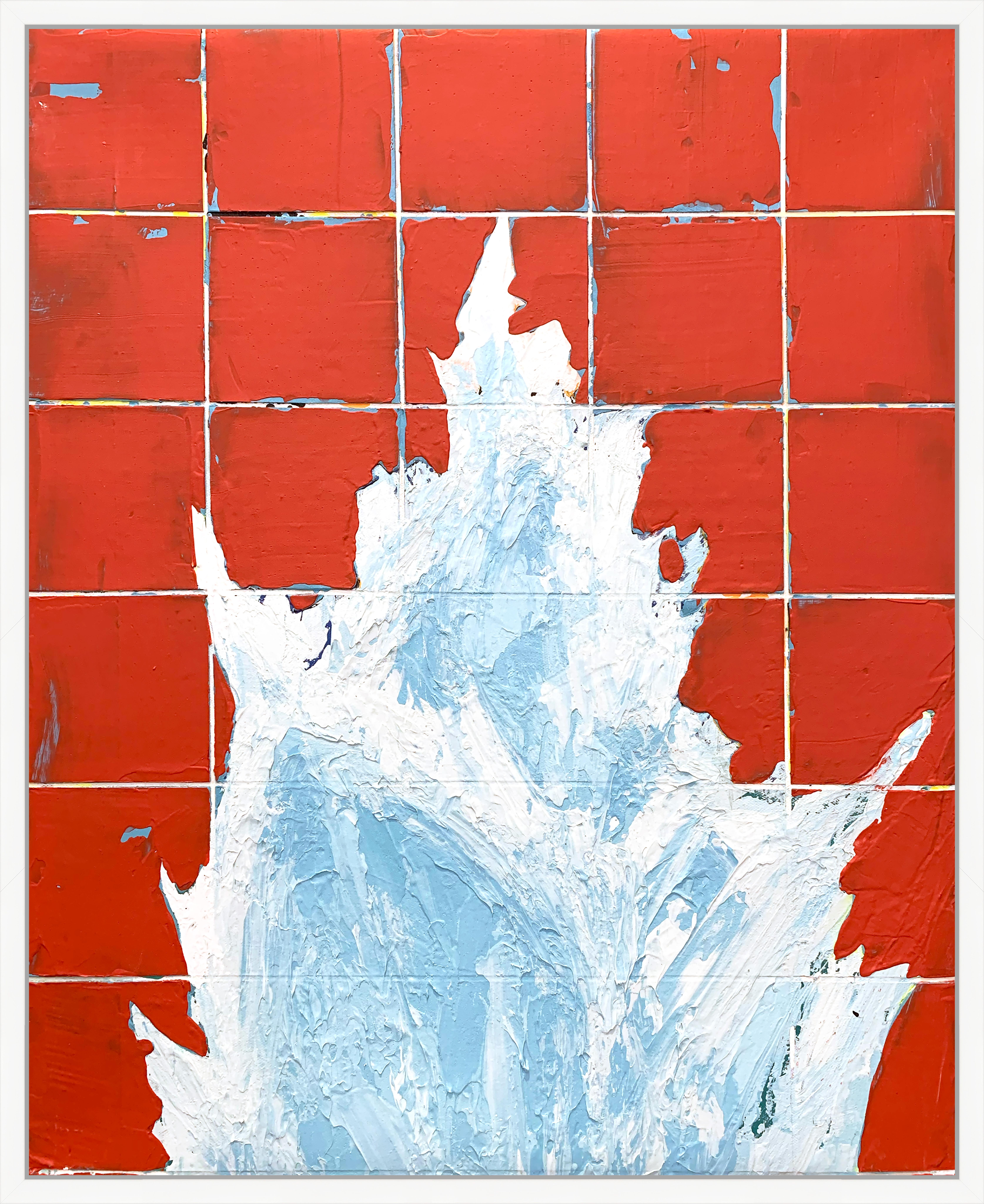 Figurative Painting Andrew Gray - « Splash I », peinture acrylique originale évoquant le mouvement de l'eau, abstrait énergique 