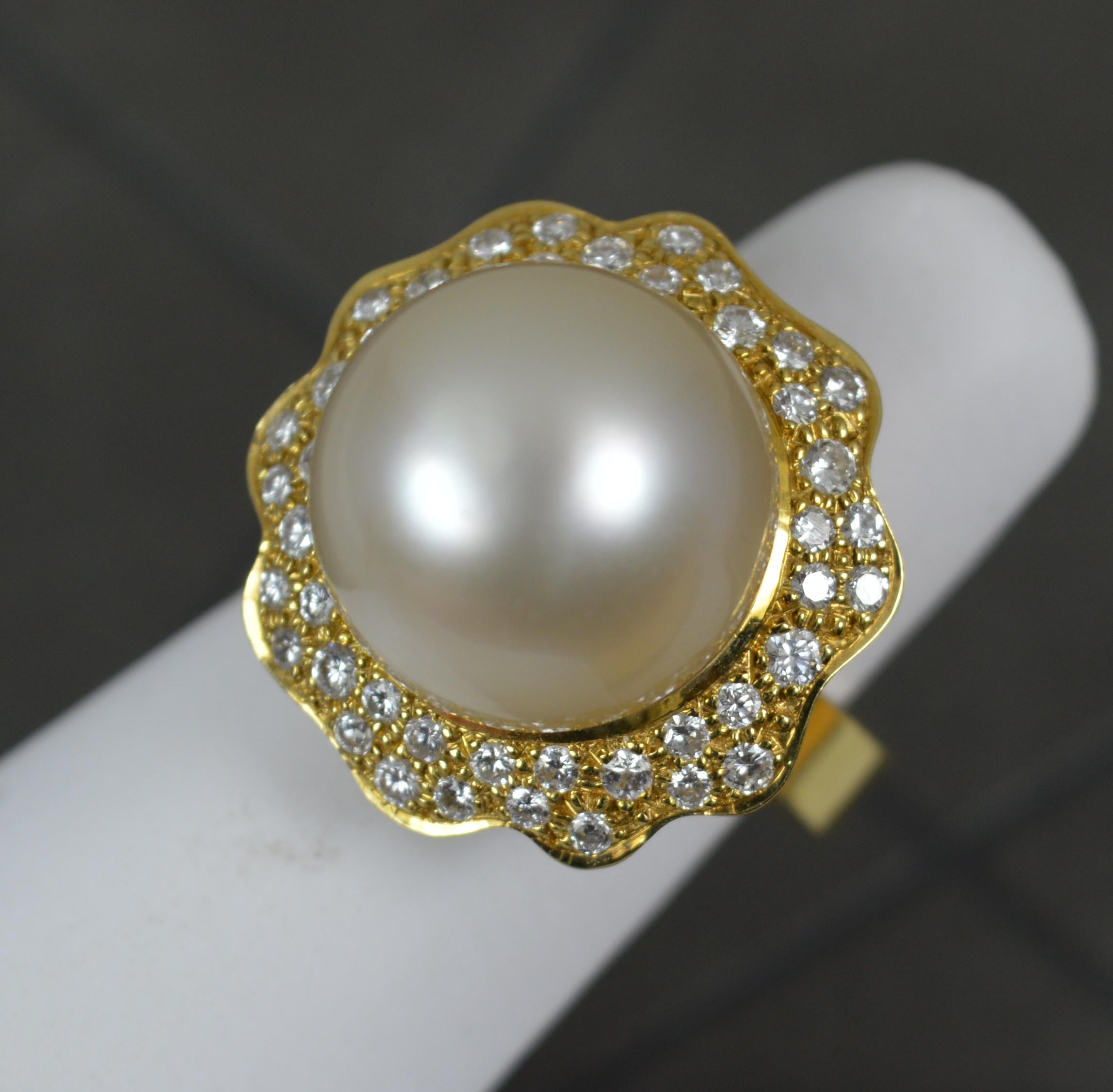 Andrew Grima 18 Carat Gold Pearl and Diamond Cocktail Cluster Ring For Sale 5