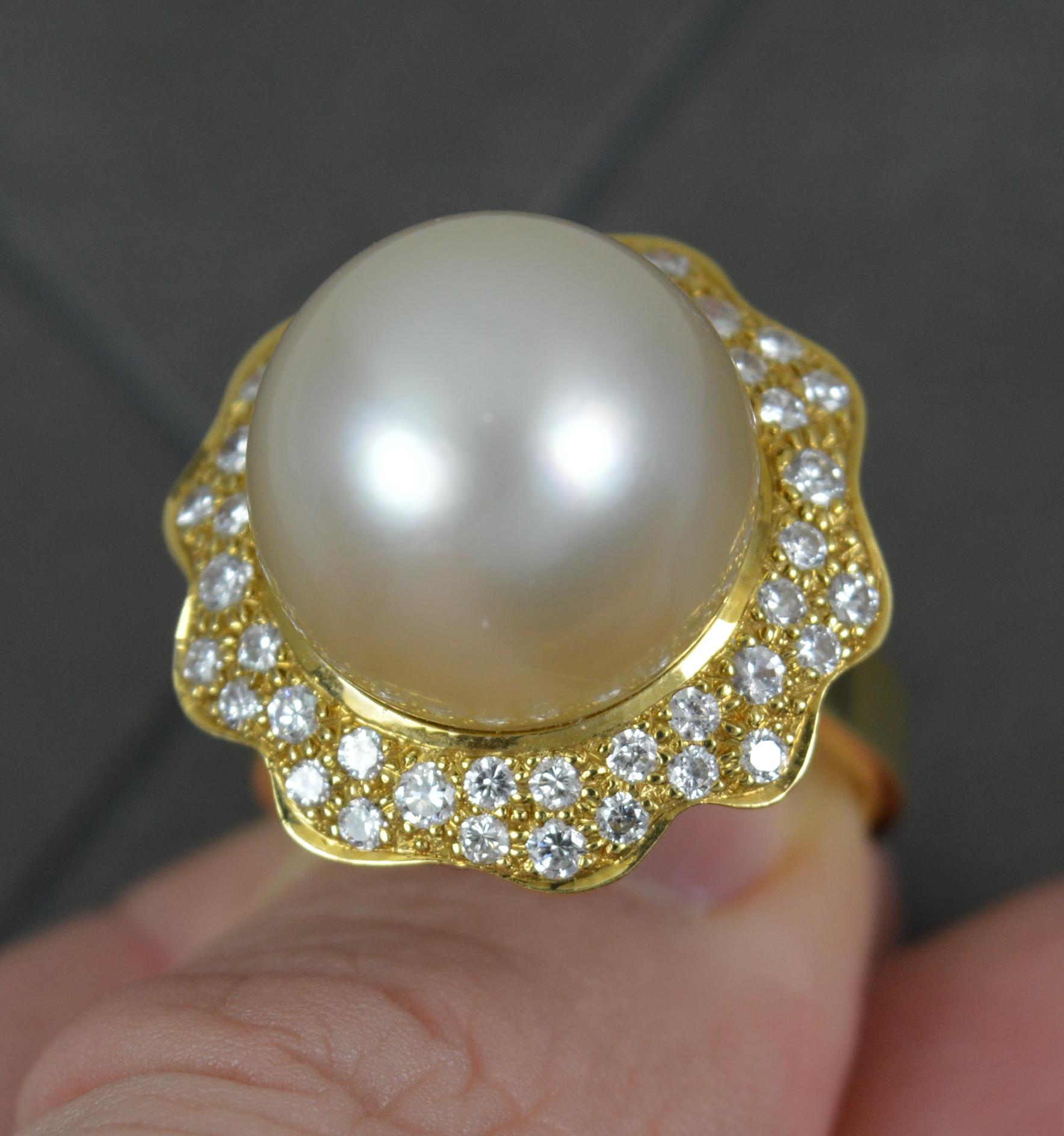 Andrew Grima 18 Carat Gold Pearl and Diamond Cocktail Cluster Ring For Sale 2