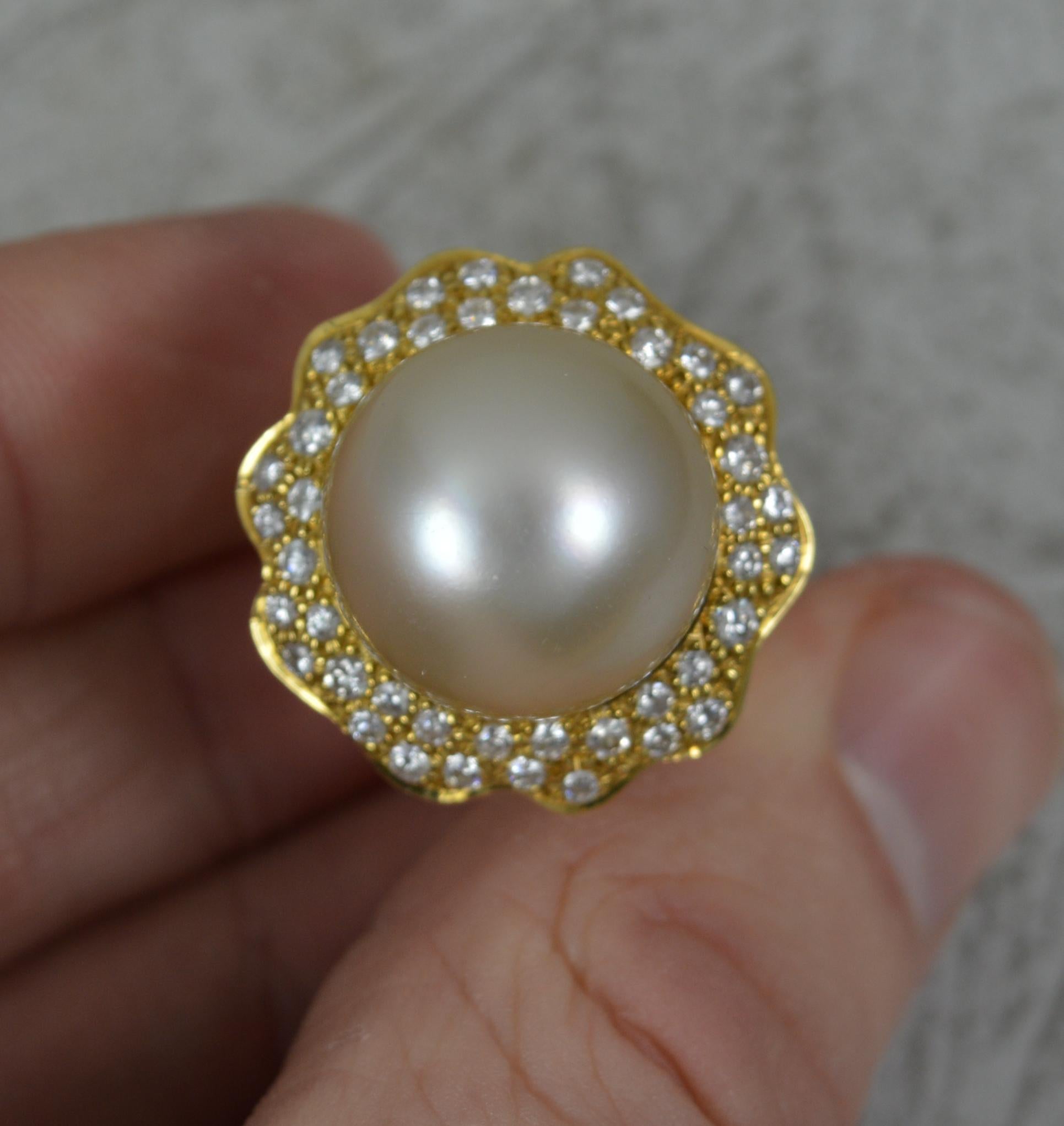 Andrew Grima 18 Carat Gold Pearl and Diamond Cocktail Cluster Ring For Sale 3