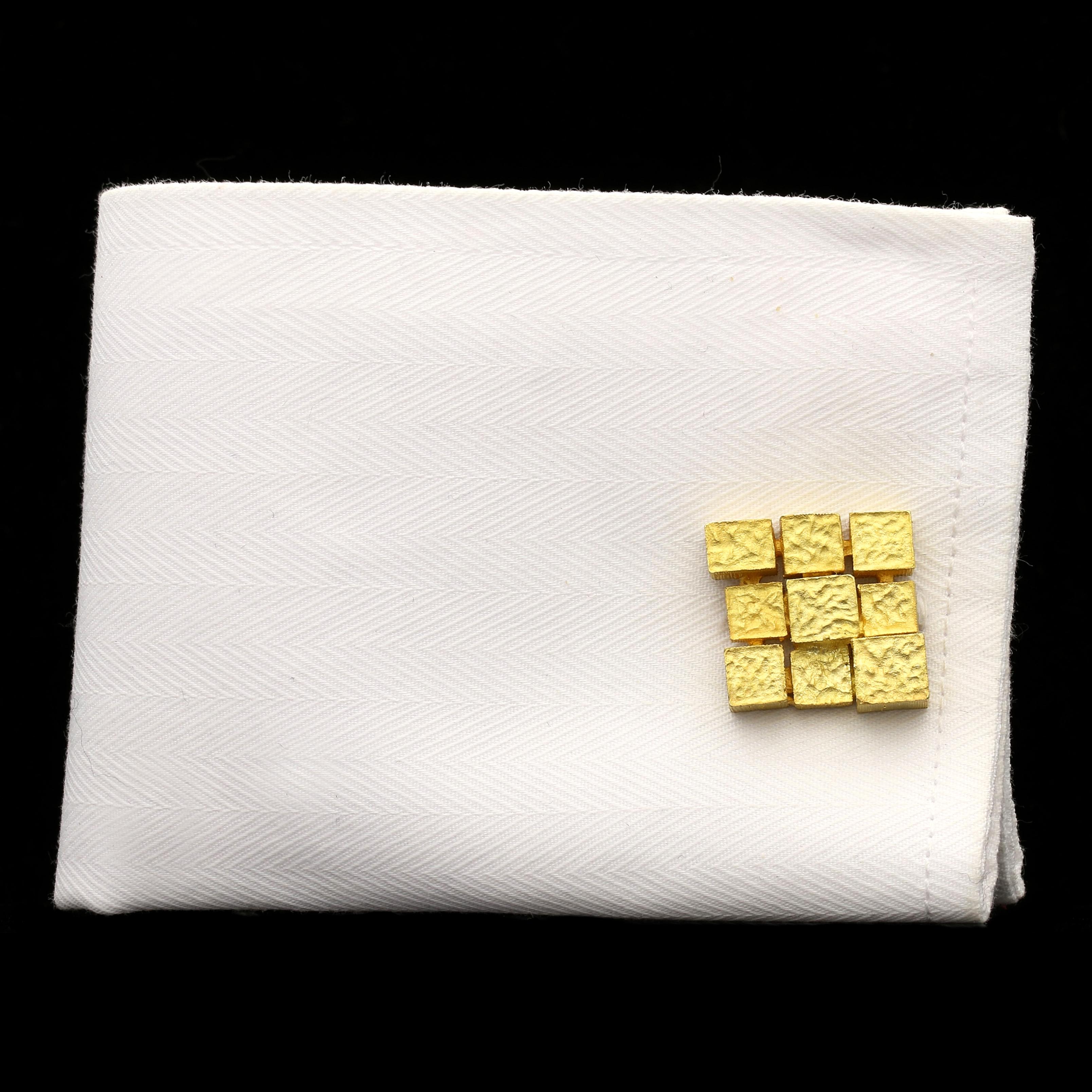 Women's or Men's Andrew Grima 18 Carat Gold Swivel Cufflinks of Multi-Square Textured Design