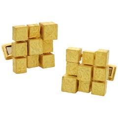 Andrew Grima 18 Carat Gold Swivel Cufflinks of Multi-Square Textured Design Andrew Grima 18 Carat Gold Swivel Cufflinks of Multi-Square Textured Design