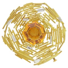 Andrew Grima 18 Karat Gold, Citrine and Diamond Brooch