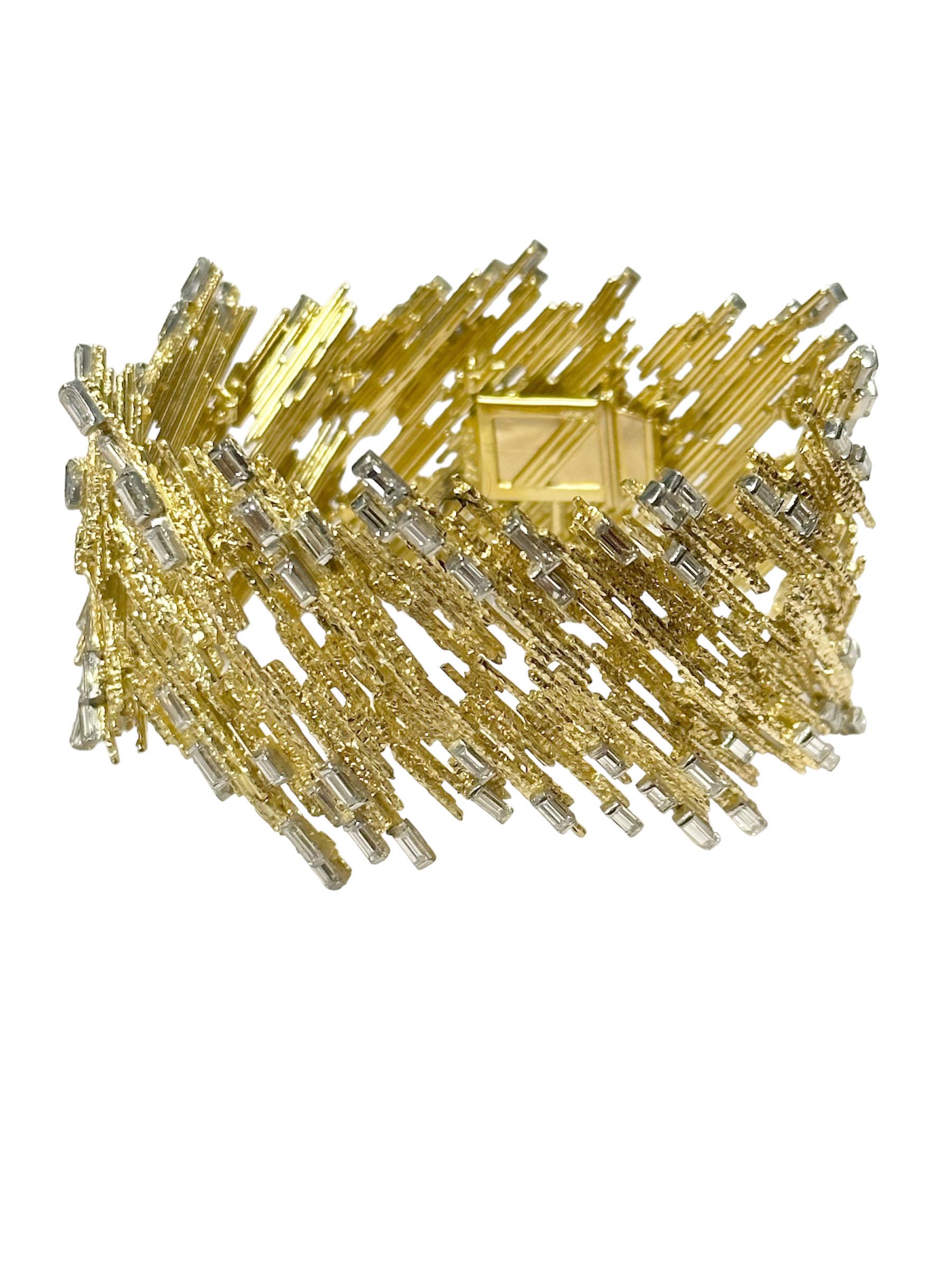 Andrew Grima 1960s Modernist Beeindruckendes Armband aus Gelbgold und Diamanten (Modernistisch)