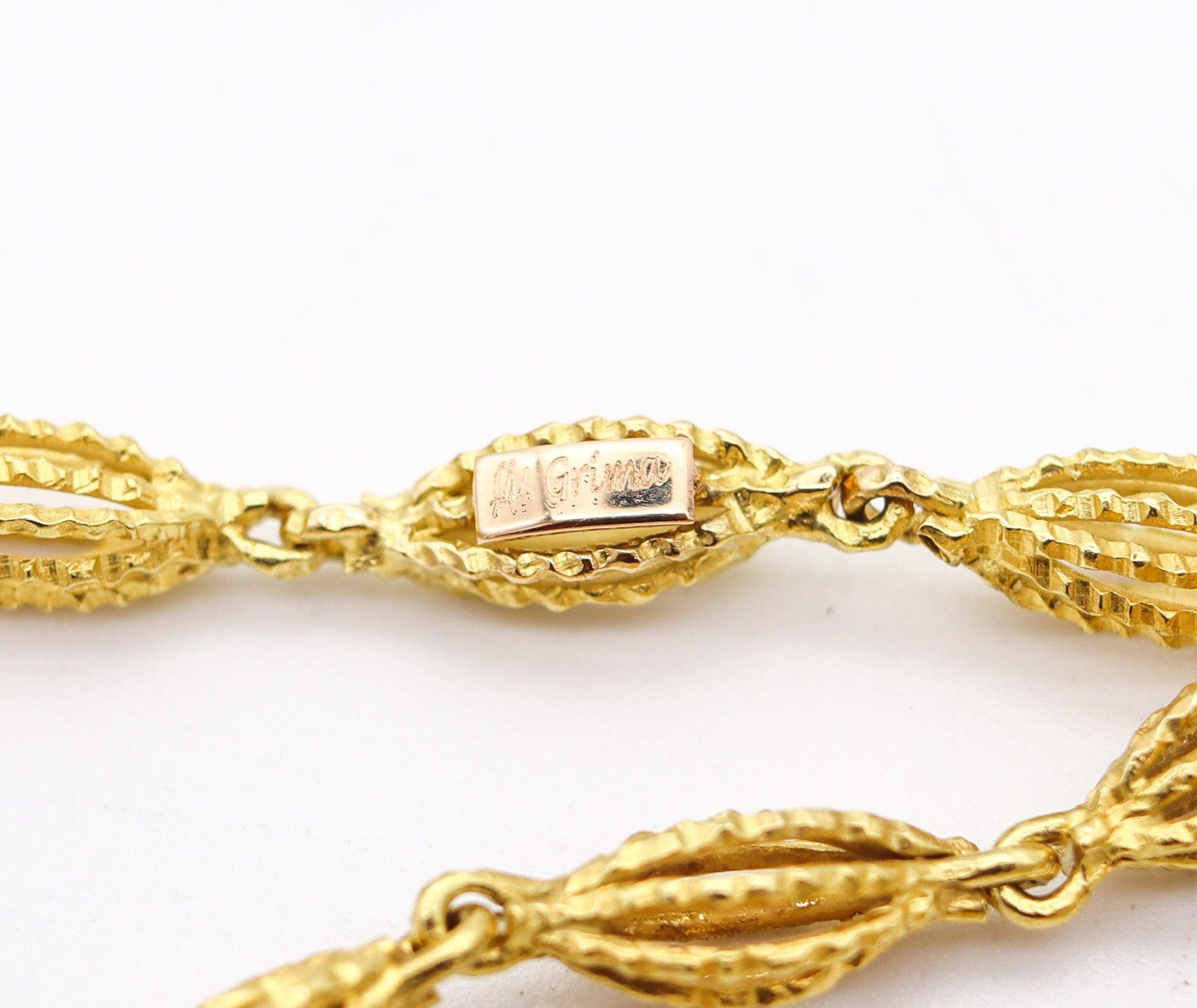 Women's or Men's ANDREW GRIMA 1969 London Long Textured Chain In Solid 18Kt Yellow Gold