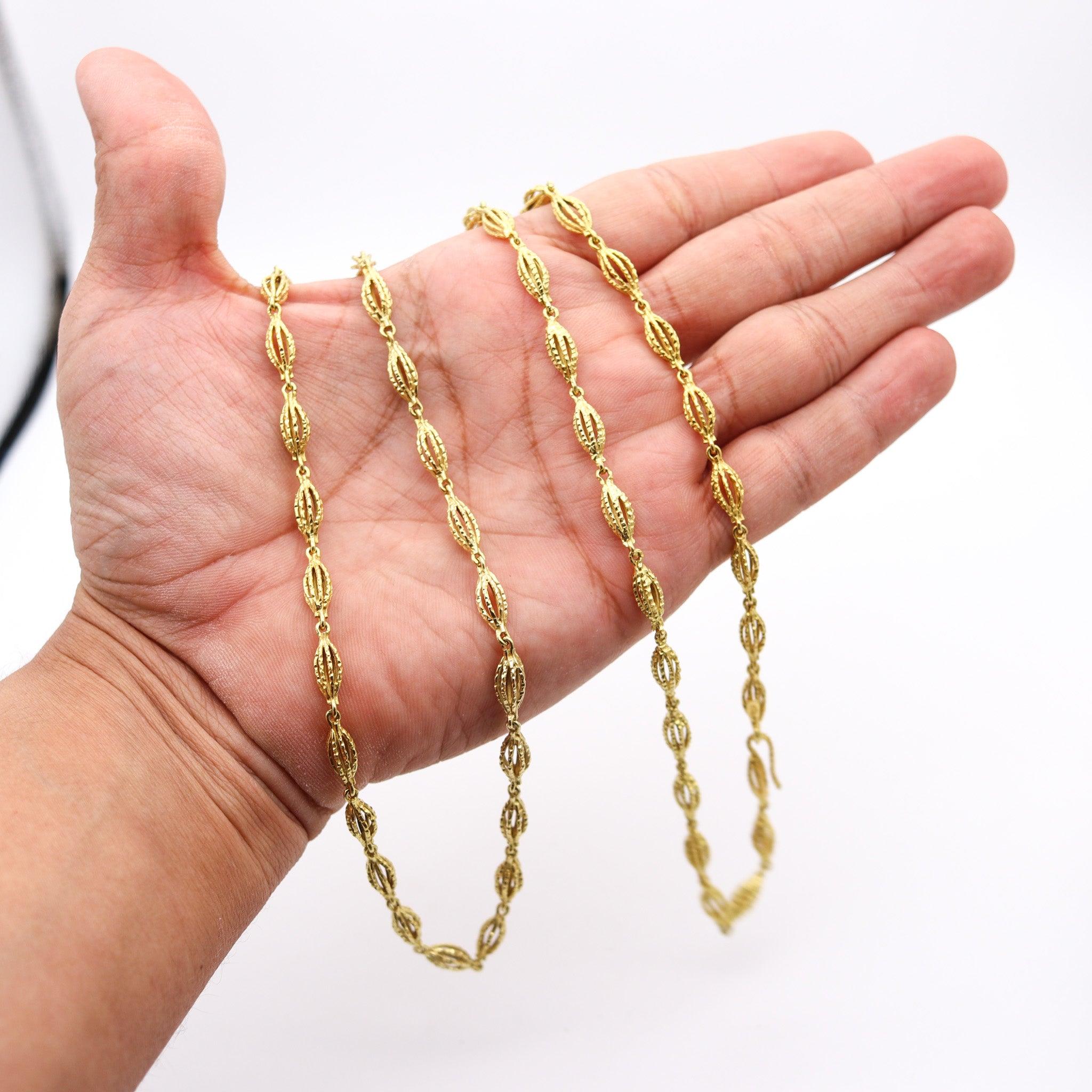ANDREW GRIMA 1969 London Long Textured Chain In Solid 18Kt Yellow Gold 4
