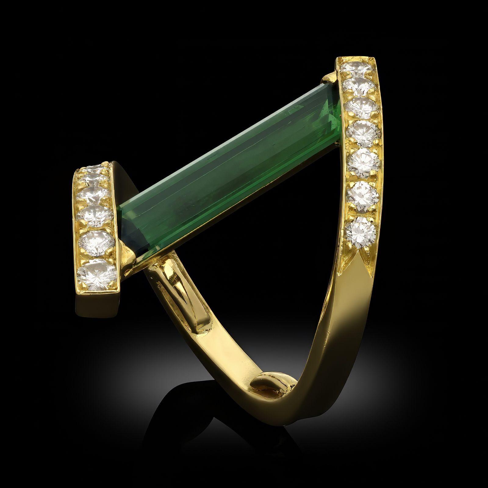 Andrew Grima Anillo cruzado vintage de turmalina y diamantes, Londres 1972 en Bueno estado para la venta en London, GB