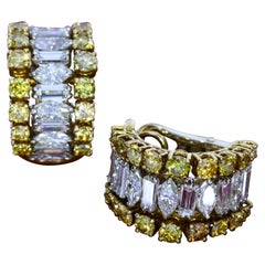 Andrew Grima White and Yellow Diamond Half-Hoop Earrings