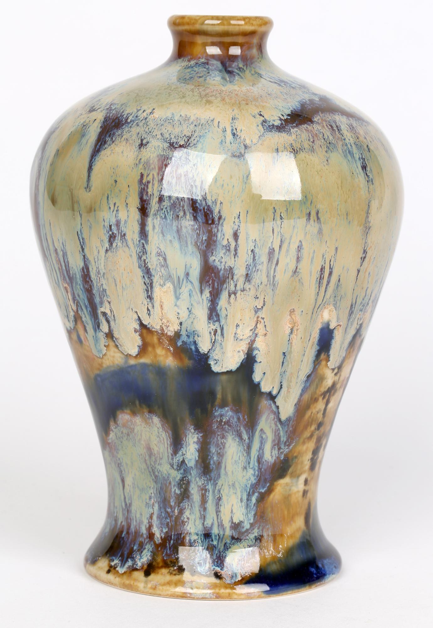 Glazed Andrew Hull Cobridge High Fired Trial Art Pottery Baluster Vase For Sale