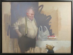 LARGE CONTEMPORARY original oil painting IMPORTANT ENGLISH PORTRAIT PAINTER