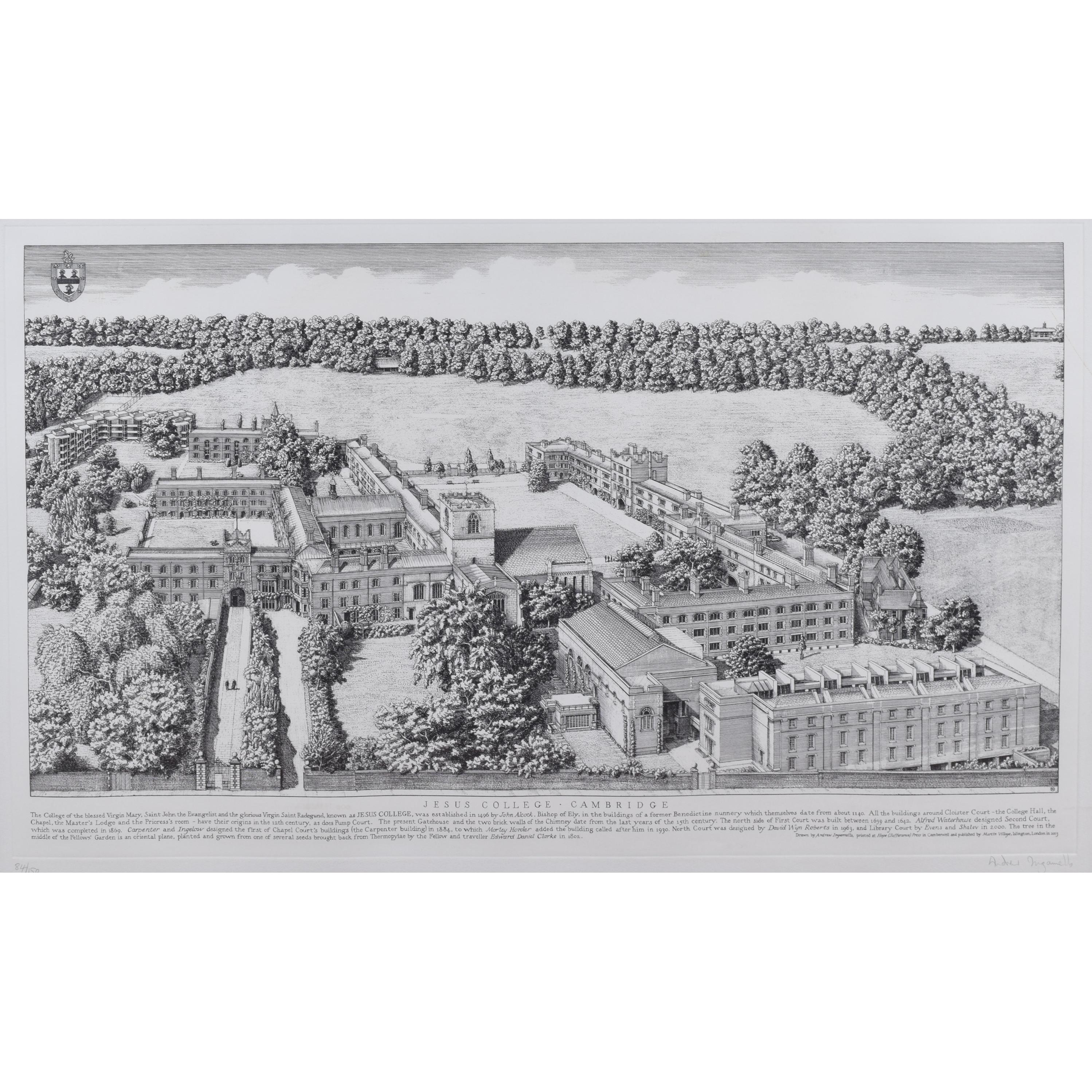 Andrew Ingamells (né en 1956), gravure du Jesus College de Cambridge d'après David Loggan