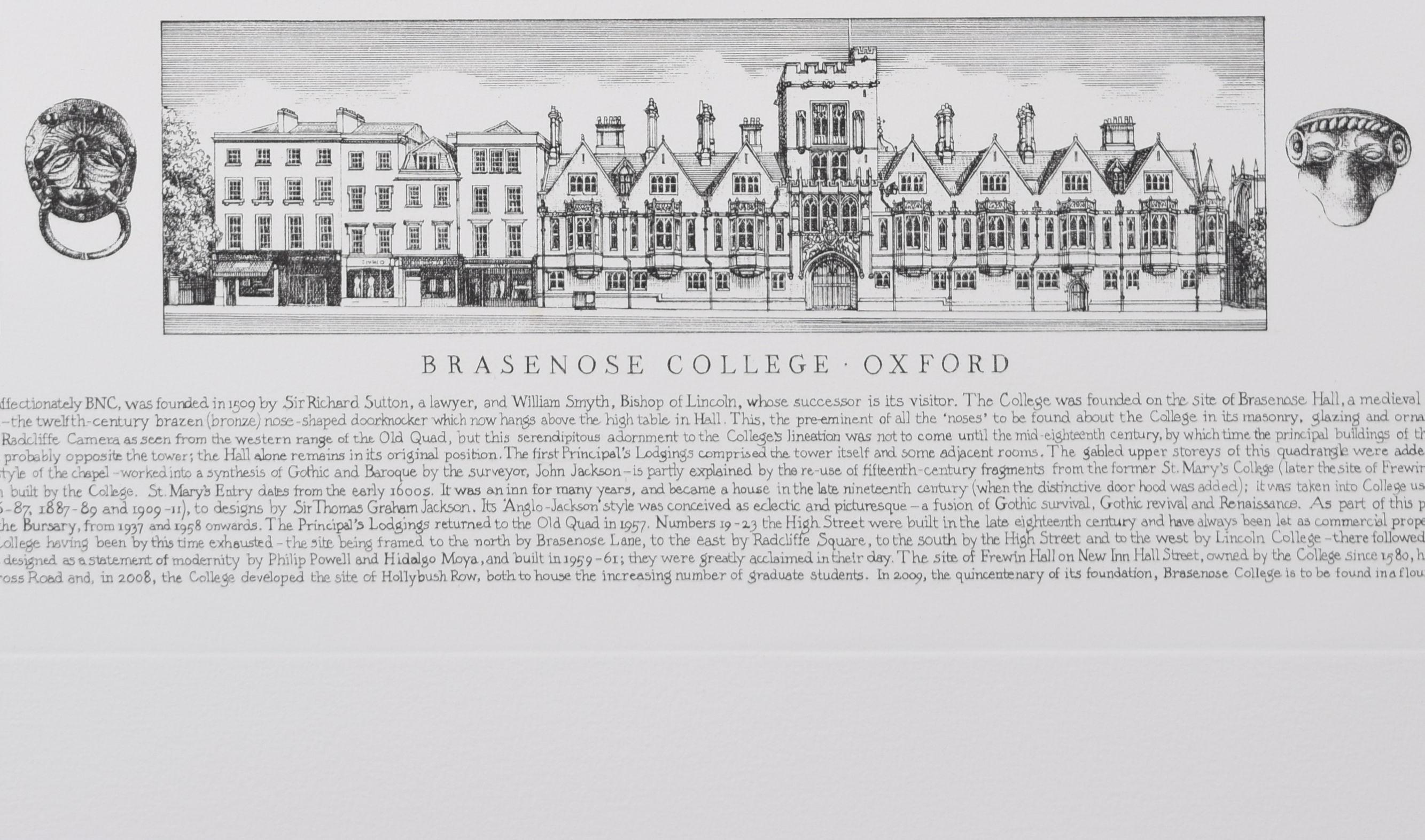 Brasenose College, Oxford Grabado de Andrew Ingamells en venta 5
