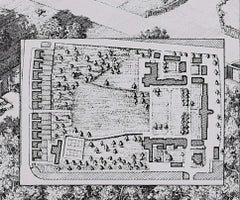 Downing College, Cambridge, engraving by Andrew Ingamells
