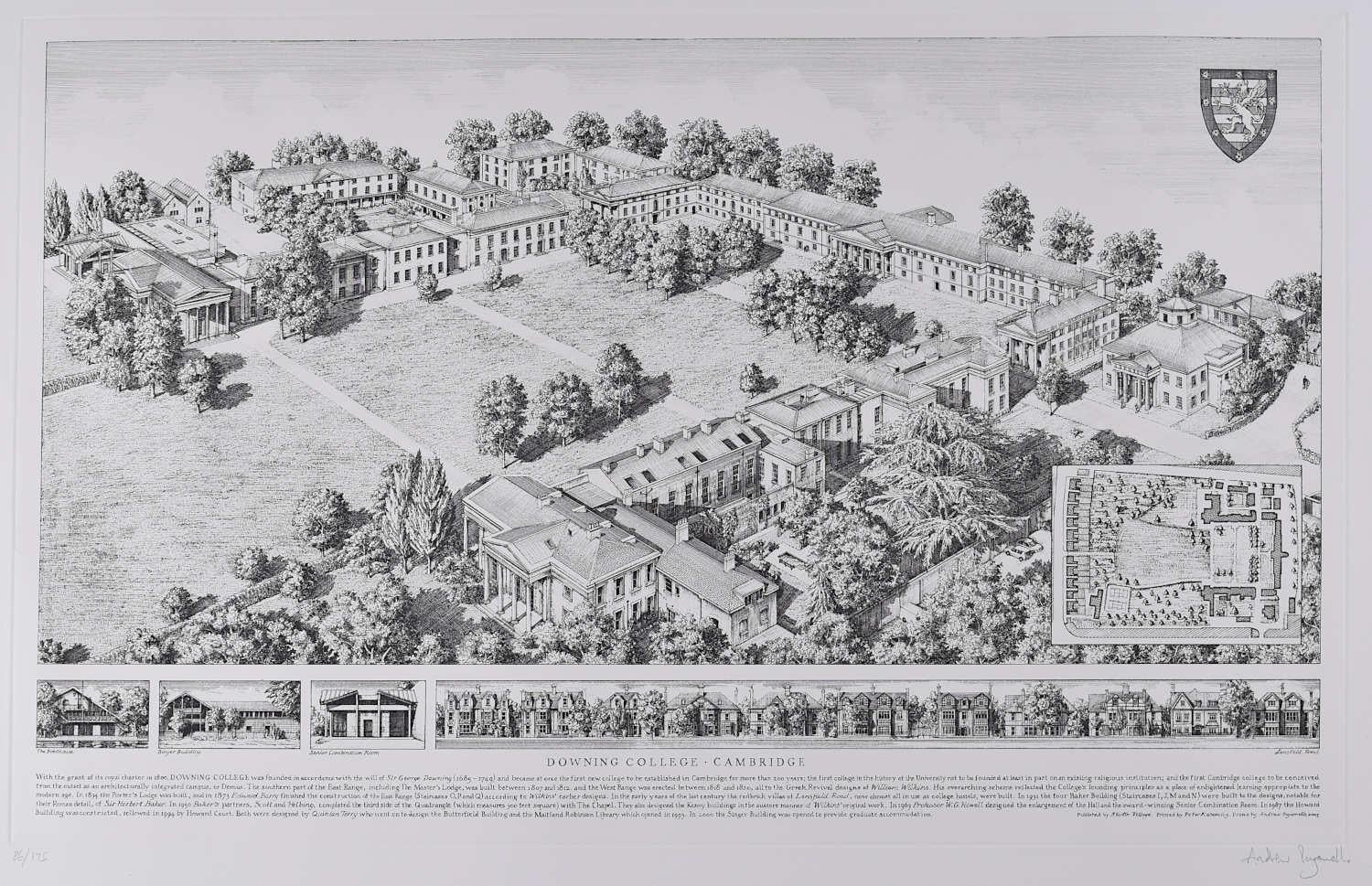 To see our other views of Oxford and Cambridge, scroll down to "More from this Seller" and below it click on "See all from this Seller" - or send us a message if you cannot find the view you want.

Andrew Ingamells 
Downing College
Engraving
40 x 63