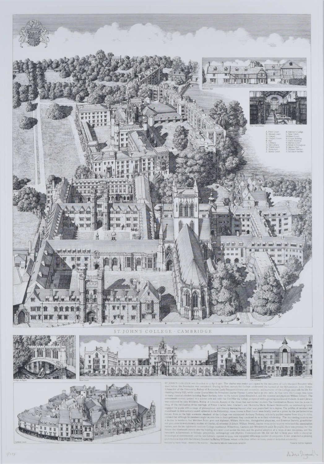 St John's College, Cambridge, Gravur von Andrew Ingamells im Angebot 1