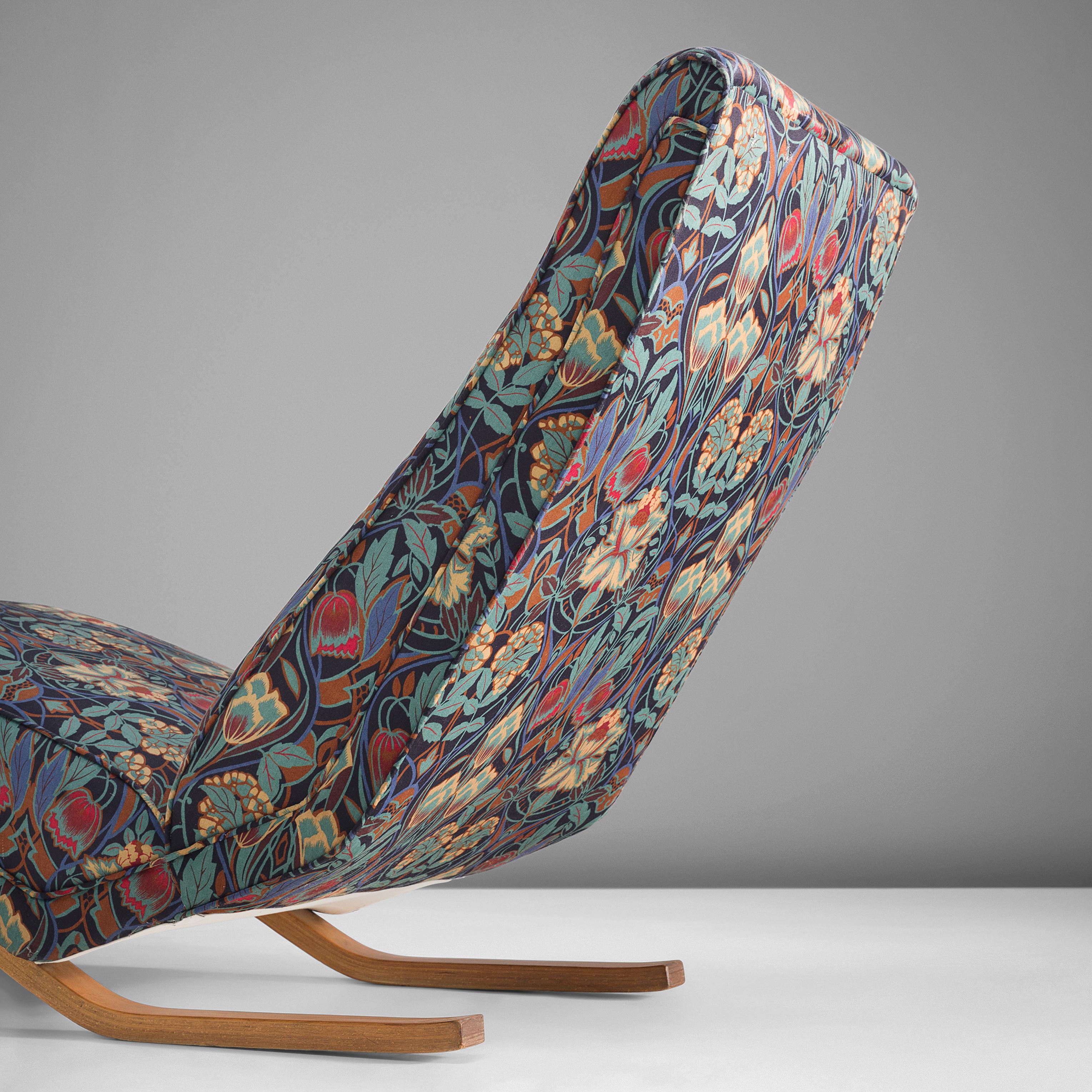 Andrew J. Milne Chaise Lounge in Beech and Floral Fabric 3