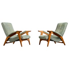 Andrew J. Milne, Lounge Chairs, Wood, Fabric, United Kingdom, 1950s