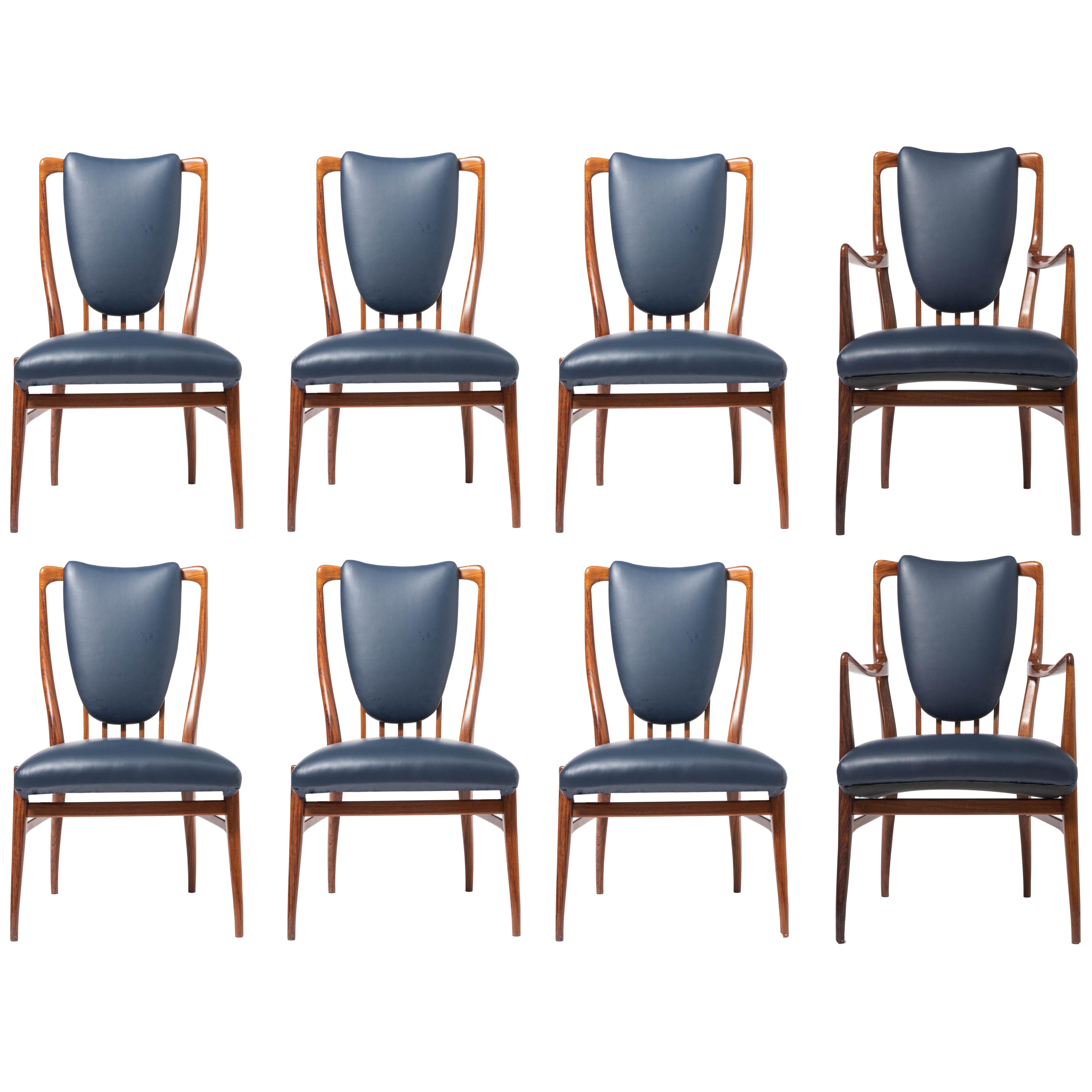 Andrew J Milne Rosewood Set of Eight Chairs, England, circa 1960