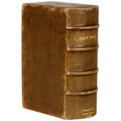 Antique Andrew Jackson Signed Leather Bible, circa 1810