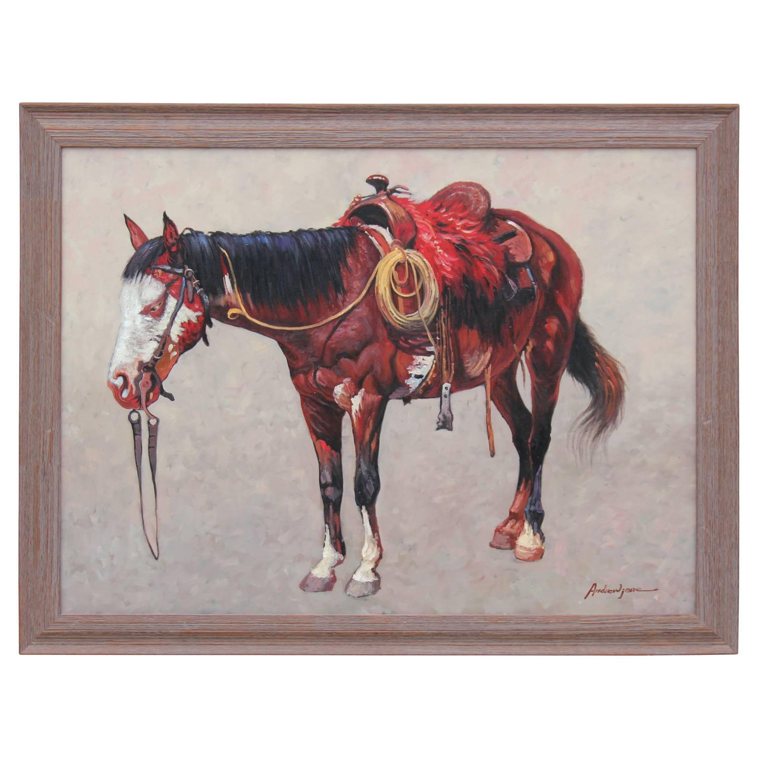 Andrew Jones  Figurative Painting - Large Equestrain Horse Painting 