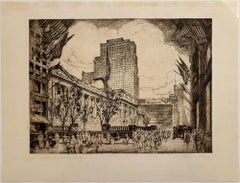 A view of the New York Public Library, looking uptown along 5th Avenue.