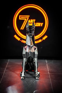 ANDREW K - Mirror Polished Sitting Doberman 44cm