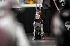 ANDREW K - Mirror Polished Sitting Doberman 44cm
