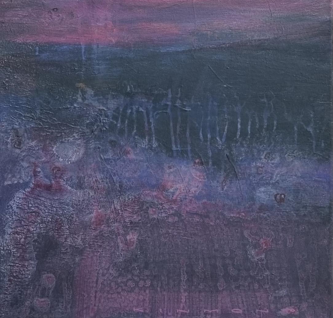 Un lugar más tranquilo - Paisaje británico contemporáneo: Técnica mixta sobre lienzo - Painting Contemporáneo de Andrew Kinmont
