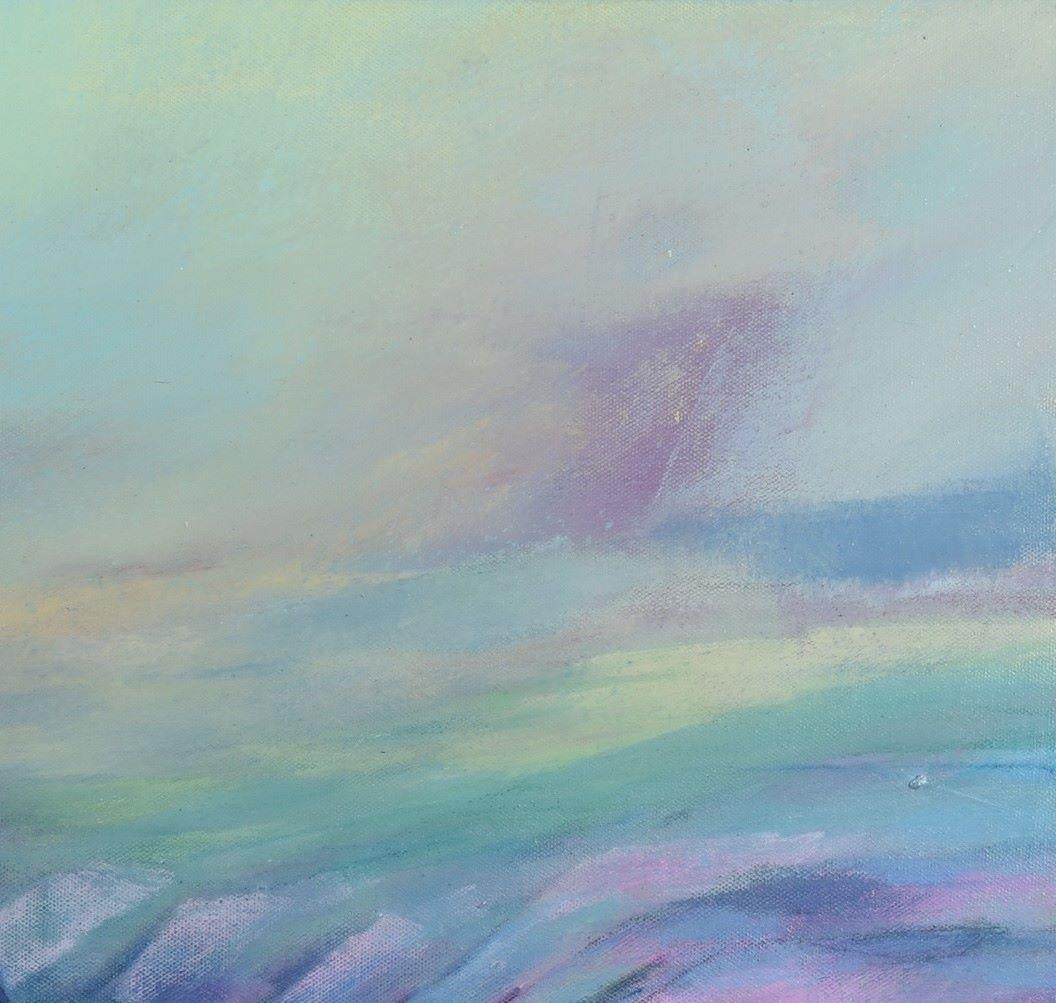 Ecos de cobalto - paisaje abstracto contemporáneo enmarcado pintura de técnica mixta - Painting de Andrew Kinmont