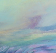 Cobalt Echo - zeitgenössische abstrakte Landschaft gerahmt Mischtechnik Gemälde