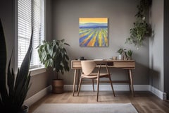 Dawn's Delight - paesaggio astratto contemporaneo incorniciato in tecnica mista