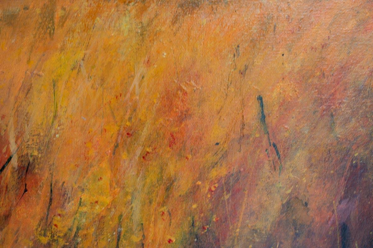 Champs d'or - paysage abstrait contemporain encadré peinture mixed media - Painting de Andrew Kinmont