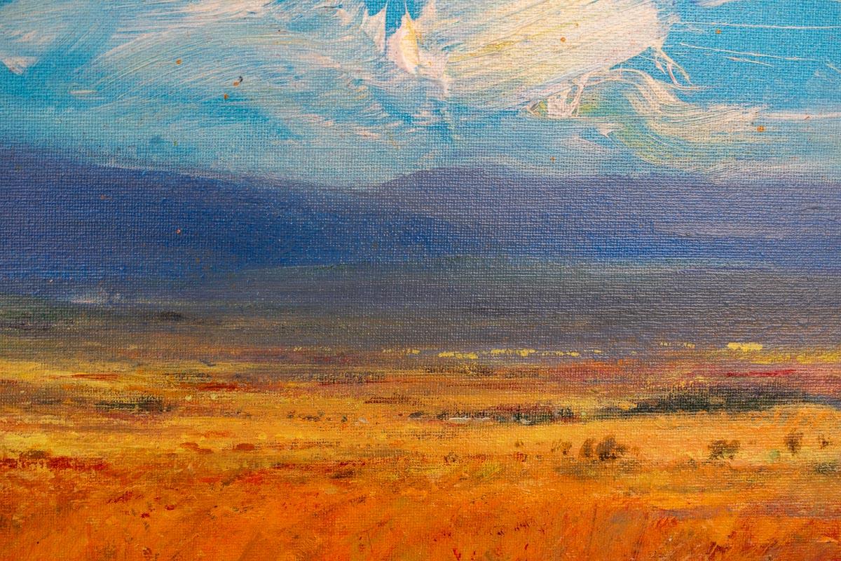 Fields of Gold- contemporary abstract landscape framed mixed media painting - Contemporary Painting by Andrew Kinmont