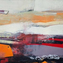 I miss the Red Clay – Abstrakte Landschaft: Gerahmtes Gemälde in Mischtechnik auf Leinwand