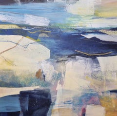 Slipping the Bonds of Earth - Abstract Landscape: Framed Mixed Media on Canvas