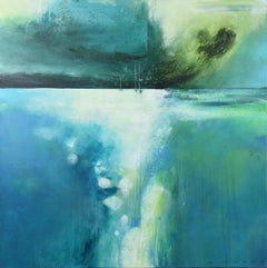 Still Havens - contemporary abstract landscape framed mixed media painting