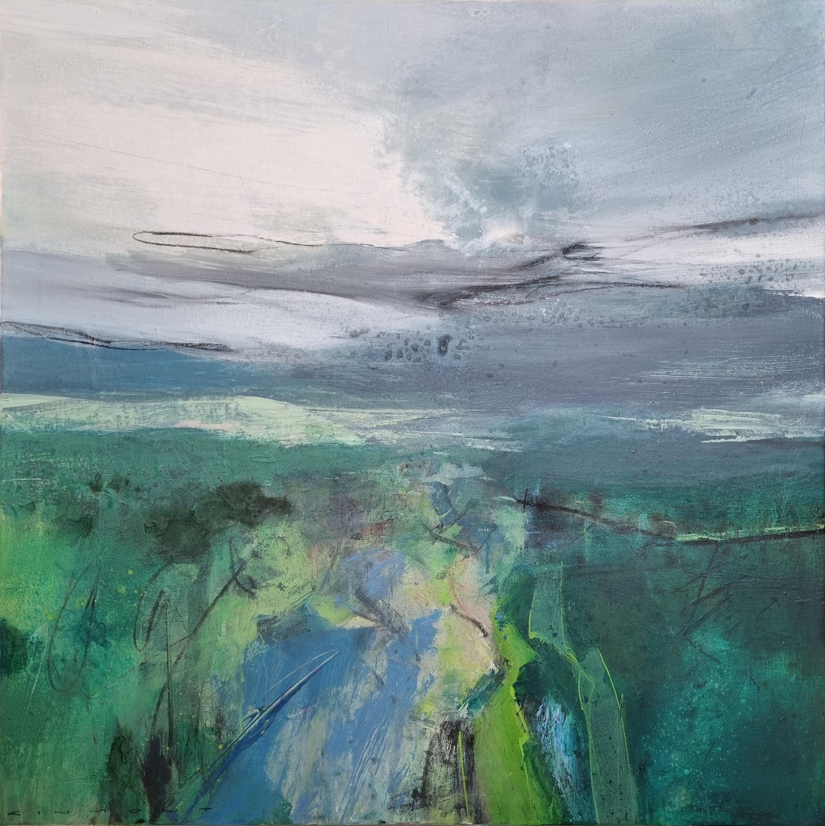 Andrew Kinmont Abstract Painting - The Path We Took - Contemporary British Landscape: Mixed Media on Canvas