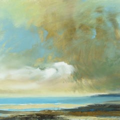 Whispering Clouds - zeitgenössisches abstraktes Gemälde in Mischtechnik
