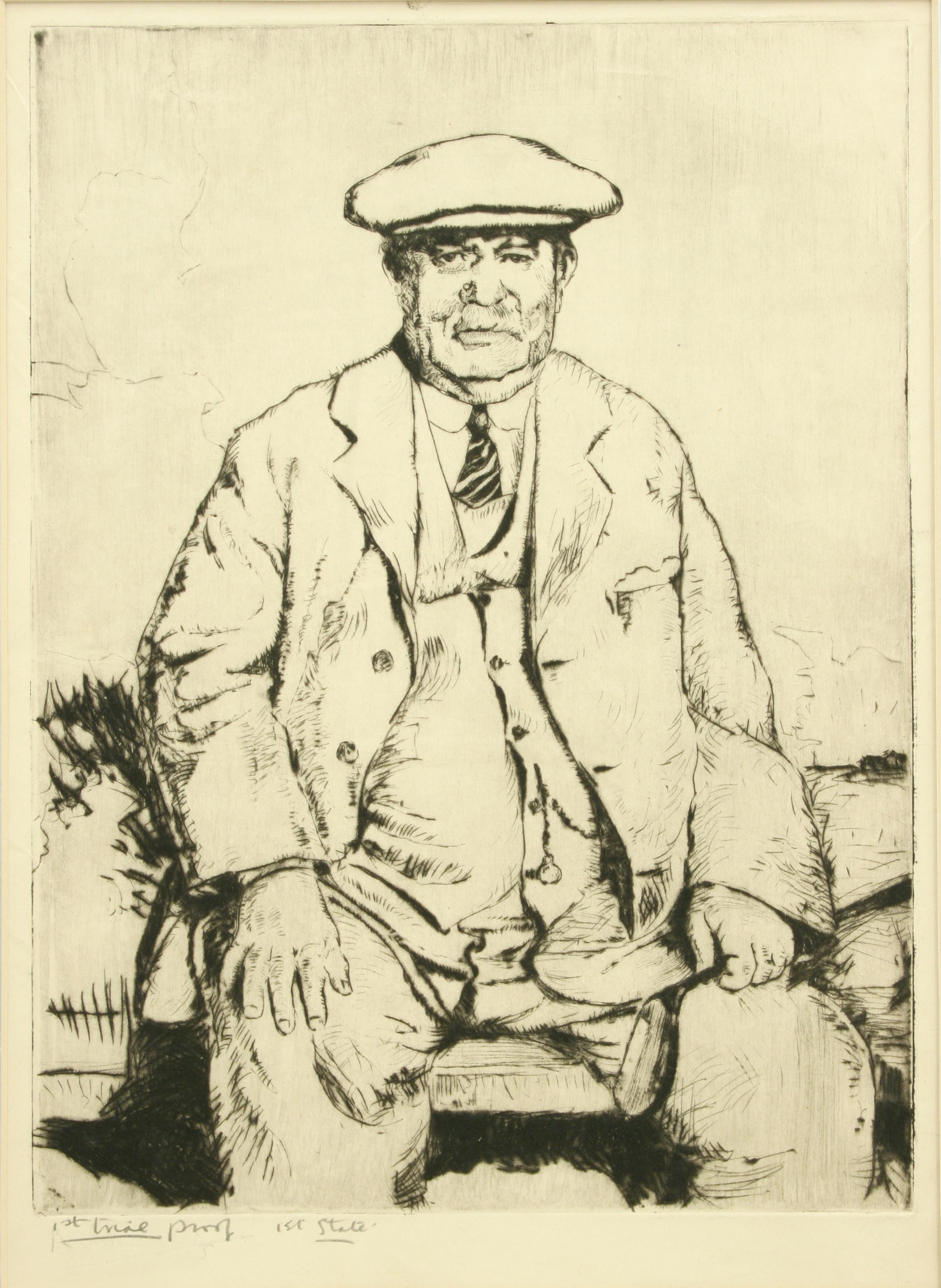 Golf etching, of Andrew Kirkaldy after Robert Smith Forest.
A portrait of a seated Andrew Kirkaldy after Robert Smith Forest. The golf etching is inscribed in pencil '1st trail proof, 1st state'.

Andrew Kirkaldy was born in Denhead, Scotland, in