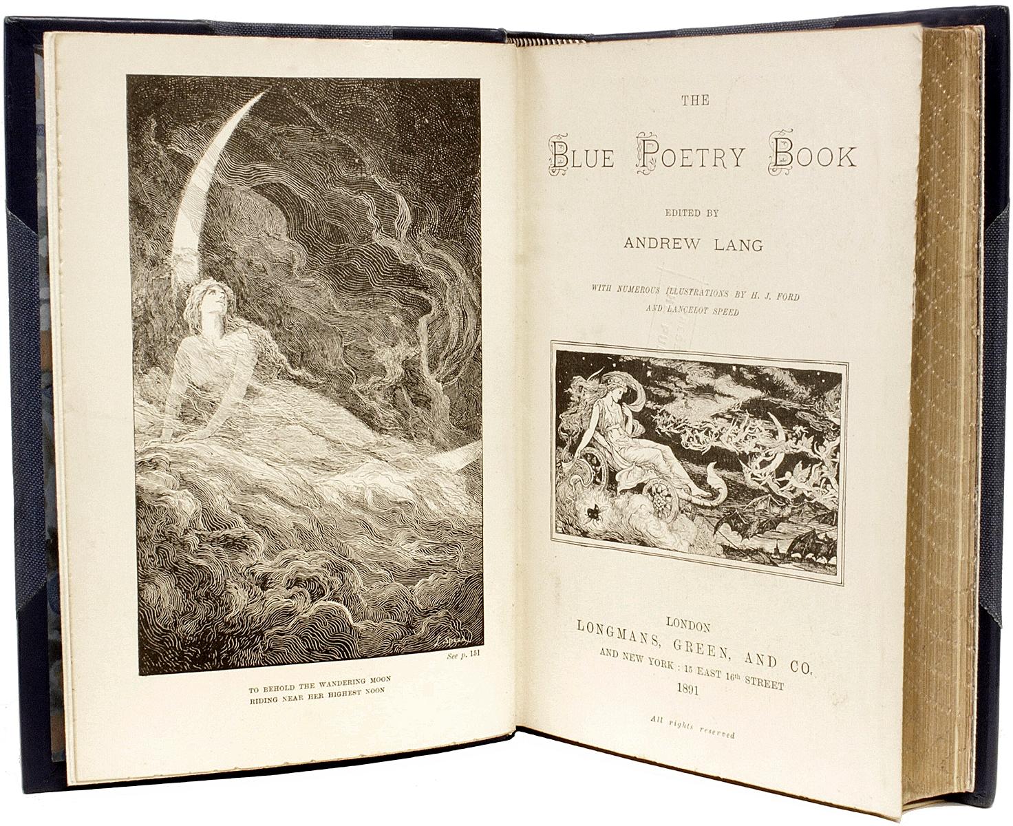 Andrew Lang, the Blue Poetry Book, Publisher's Presention Copy, 1891 In Good Condition For Sale In Hillsborough, NJ