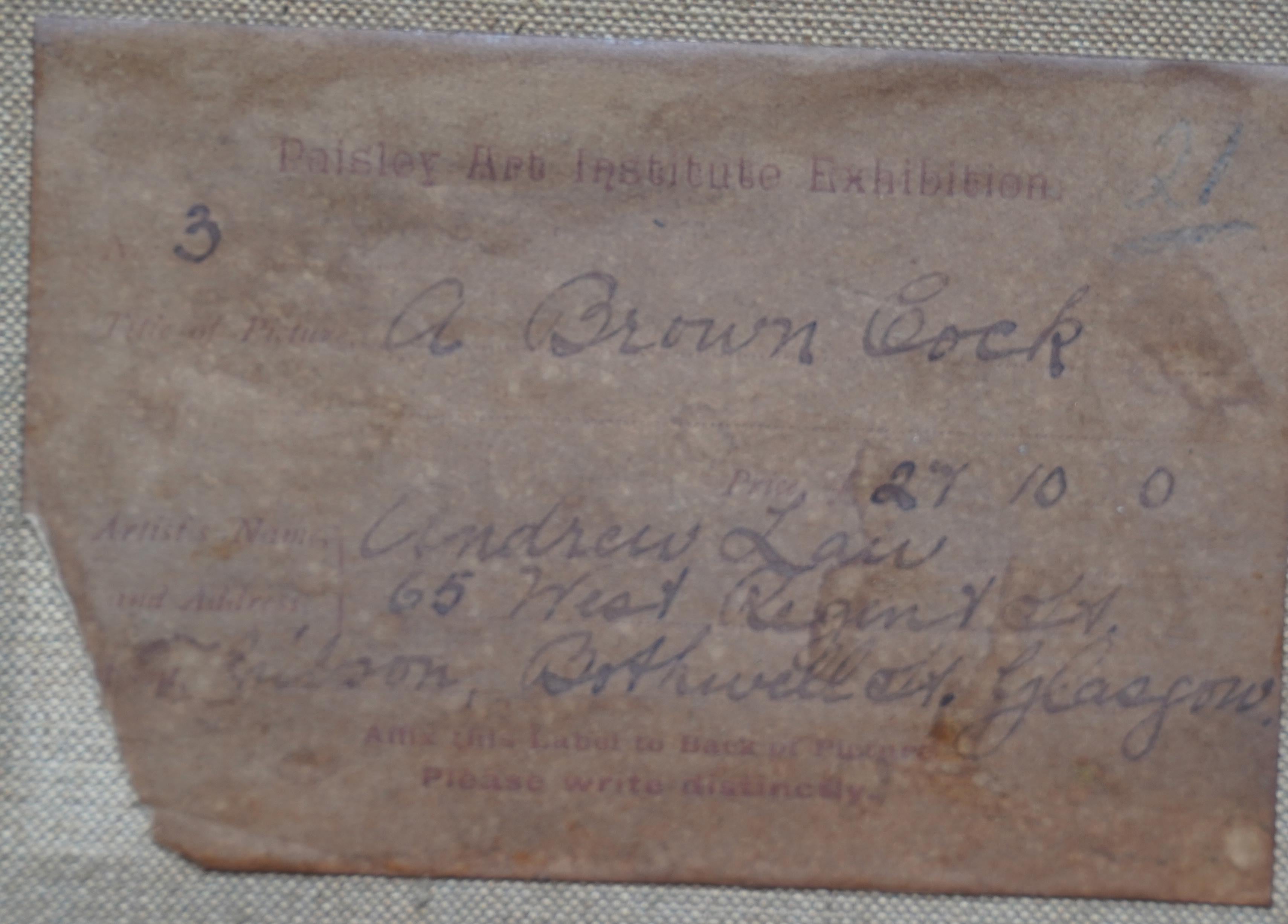 Portrait d'un coq dans une grange - peinture à l'huile écossaise d'art animalier des années 20 en vente 3