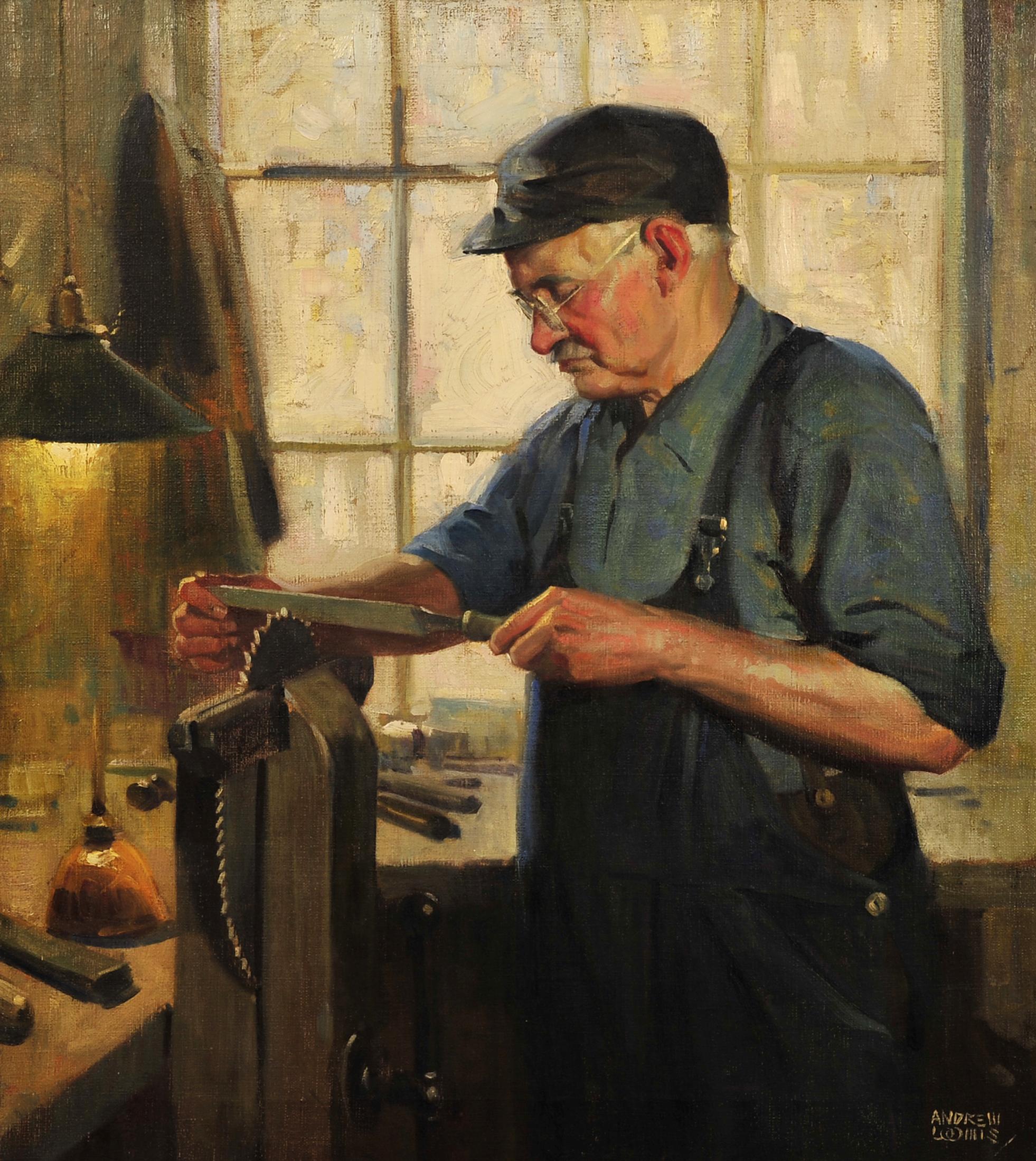 Der Mann in seinem Geschäft – Painting von Andrew Loomis