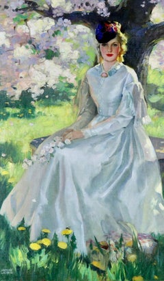 La femme sous l'arbre en fleurs