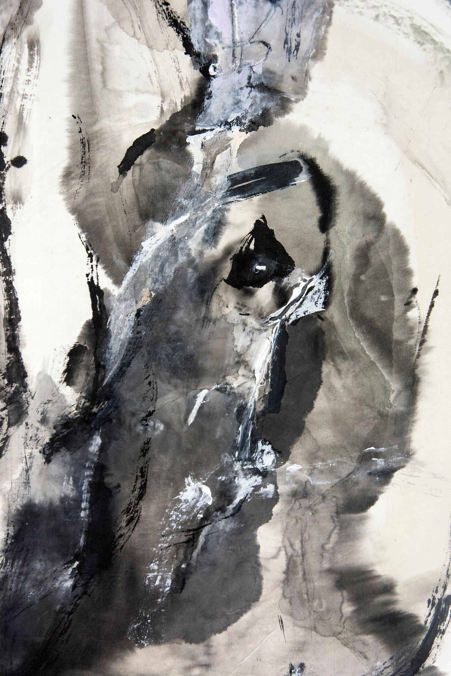 Equinox III - black, white, gray, gestural, abstract, acrylic, ink, mixed media For Sale 4
