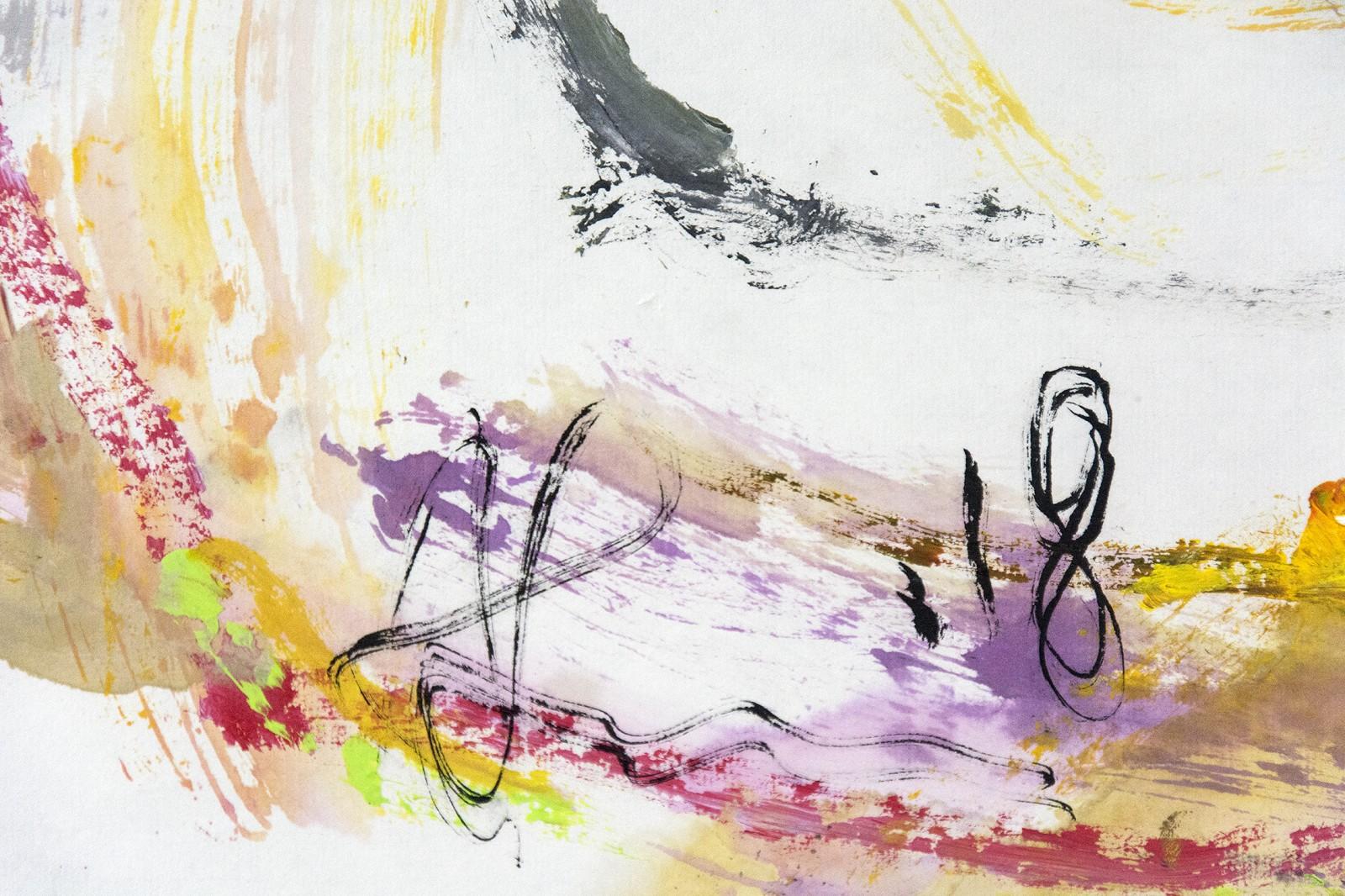 Paolo Uccello - helles, figuratives abstraktes Gemälde, Acryl, Tinte auf Reispapier – Painting von Andrew Lui